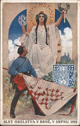 Sokol SLET ORELSTVA V BRNE, V SRPNU 1922 Postcard