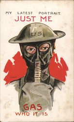 My Latest Portrait - Gas Mask Postcard