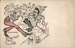 Uncle Sam Boxing, Kaiser Wilhelm Postcard