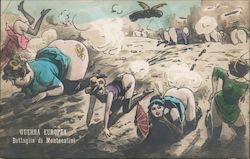 Women defecating at each other on Battlefield Postcard