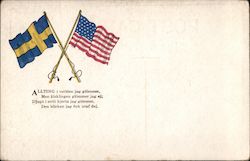 Flags of Sweden and United States Postcard