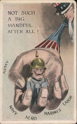 Not Such a Big Handful After All! Army, Navy, Aero, Marines, Labor Postcard