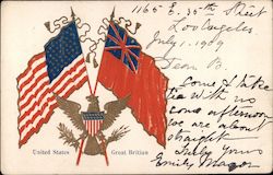 United States and Great Britain Flags Postcard
