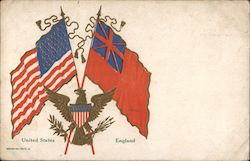 United States and England Flags Postcard