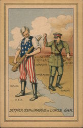 French: "Uncle Sam's Last Blow" against Hitler World War II Postcard Postcard Postcard