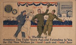 In Memory of Armistice Day Eight Years Ago, and Extending the Old Time Wishes Postcard