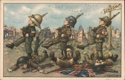 Little Boy Soldiers - The Axis Walks over the Allies in London Postcard