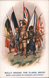 Rally Round the Flag, Boys! Ralliez-vous autour des drapeaux, mes enfants! World War I Postcard Postcard Postcard