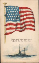 To the Brave Boys of the Sea-And to the Flag of the Free Battleships Postcard Postcard Postcard