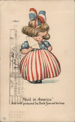 "Maid in America" And Well Protected by Uncle Sam and His Boys Comic Postcard Postcard Postcard
