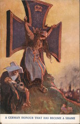 A German Honour That Has Become a Shame woman hung on Iron Cross Postcard