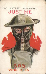 My Latest Portrait - A Man with a Gas Mask on World War I Bernhardt Wall Postcard Postcard Postcard