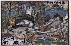 German soldiers drive through the country/forest Postcard