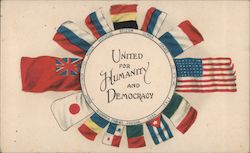 United for Humanity and Democracy Patriotic Postcard Postcard Postcard