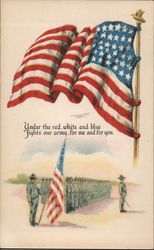 Flag - Army in Formation Patriotic Postcard Postcard Postcard