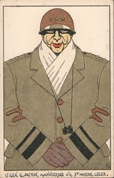 Lt. Gen. G. Patton. AAnvoerber V.H. 3rd Amerik. Leger. Caricature World War II Postcard Postcard Postcard