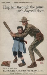 Help him through the game 10c a day will do it. Postcard