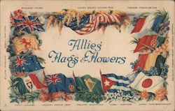 Allies Flags and Flowers Postcard