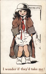 WWI Recruiting: Girl "I wonder if they'd take me!" Postcard