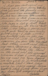 June 9, 1944 Card to Miss Hilda Lee of St. Louis Missouri from Japan Postcard