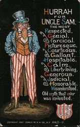 Hurrah for Uncle Sam Postcard