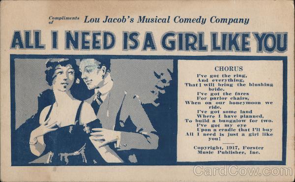 Lou Jacob's Musical Comedy Company - All I Need Is A Girl Like You
