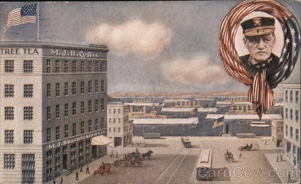 Street View with Trolley Cars Great White Fleet