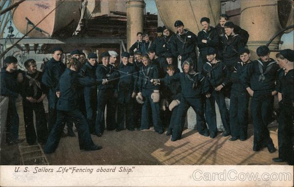 U.S. Sailors Life Fencing Aboard Ship Great White Fleet