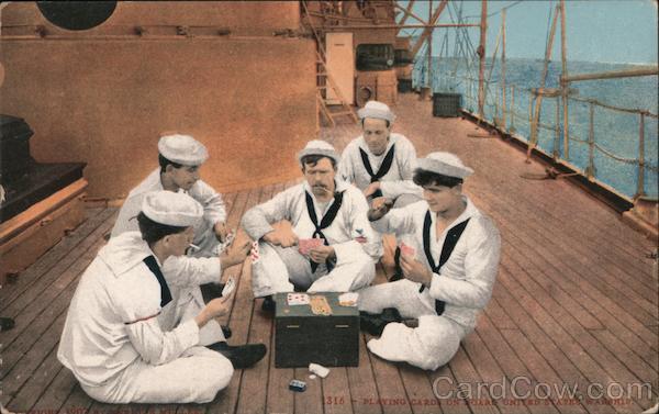 Playing Cards on the Deck of a United States Warship