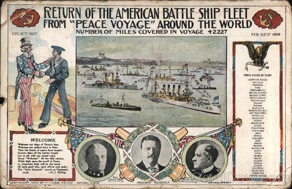 Return of the American Battle Ship Fleet Great White Fleet
