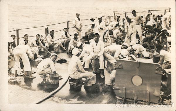 Sailors on the Deck of a Ship Great White Fleet