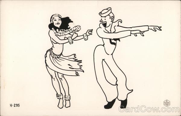 Comic: A Sailor Doing Hula Dance Great White Fleet