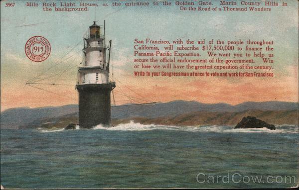 Mile Rock Light House, at the entrance to the Golden Gate.