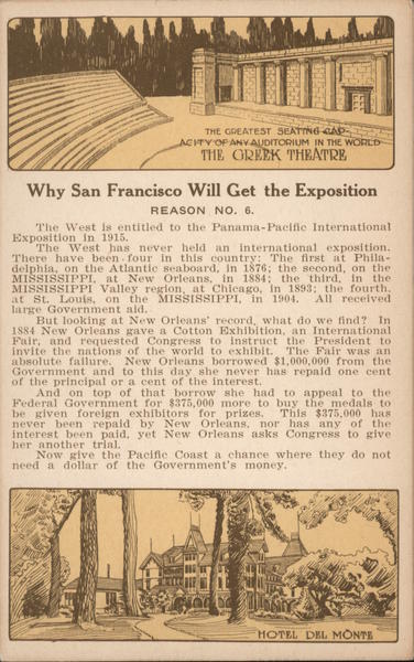 Why San Francisco Will Get the Exposition Reason No. 6