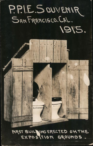 First building erected on the Exposition grounds. 1915 Panama-Pacific Exposition