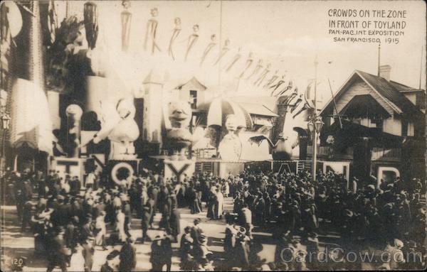 Crowds on the Zone in Front of Toyland 1915 Panama-Pacific Exposition