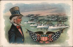 The Fleet with Uncle Sam Postcard