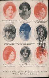 Members of the Young Ladies Reception Committee that will Welcome the Sailors to California Postcard