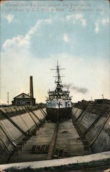Hunters Point Dry Dock, Largest Dry Dock on the Pacific Coast, "U.S.S. Ohio in Dock" San Francisco, Cal. Postcard