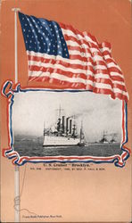 U.S. Cruiser "Brooklyn" No. 508 Copyright 1899 by Geo. P. Hall & Son Great White Fleet Postcard Postcard Postcard