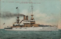 U.S. Battleship "Illinois" - 600 Officers and Men Postcard