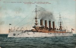 1292-U.S. armored cruiser "South Dakota." 800 Officers and men. Length 502 feet. Main battery 18 guns. Postcard