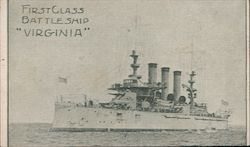First Class Battleship "Virginia" Postcard