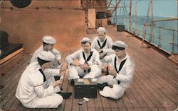 Playing Cards on the Deck of a United States Warship Postcard