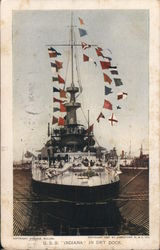 USS Indiana in Dry Dock, Copyright Enrique Muller Postcard