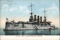 USS "Ohio" off San Francisco, California Postcard