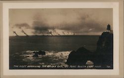The Fleet Approaching the Golden Gate, Off Point Bonita Light House Postcard