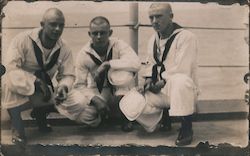 3 sailors on the U.S.S. California Postcard