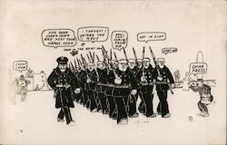 Comic: Military Men Parading Postcard