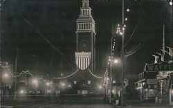 Great White Fleet Ferry Building at Night Postcard